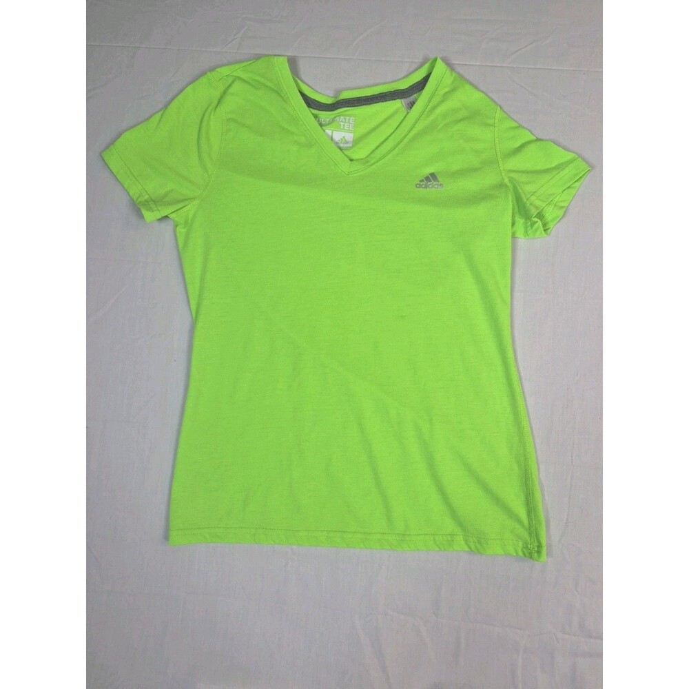 Adidas Ultimate Tee T-Shirt Women's Size Medium Climalite Neon Yellow Green